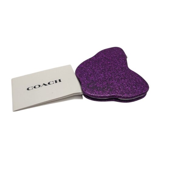 Coach Purple Butterfly Shaped Glitter Compact Makeup Mirror - Picture 4 of 5